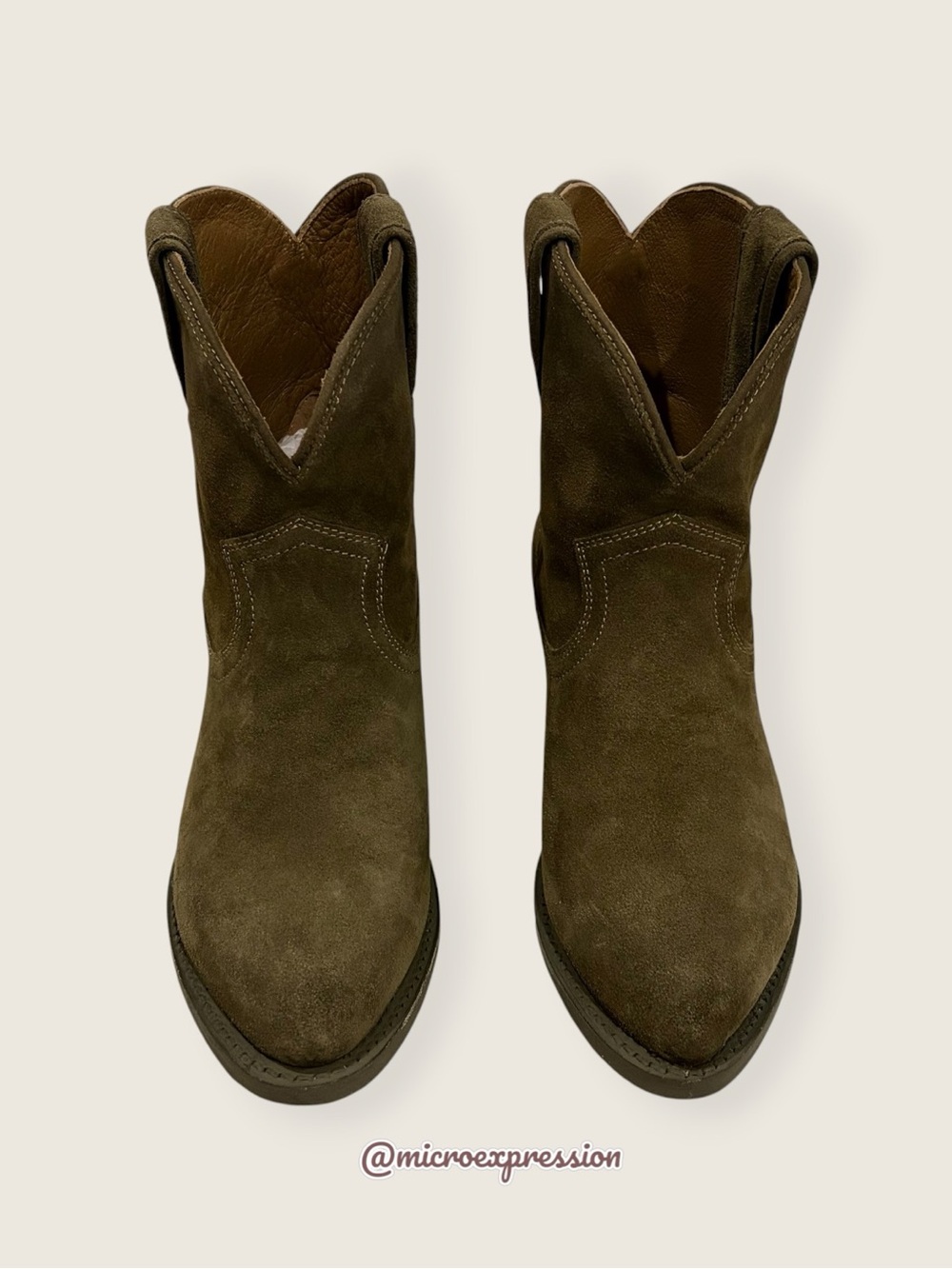 $379 Frye Billy Pull On Olive Green Western Southern Cowboy Short Boho AnkleBoot - Picture 7 of 12